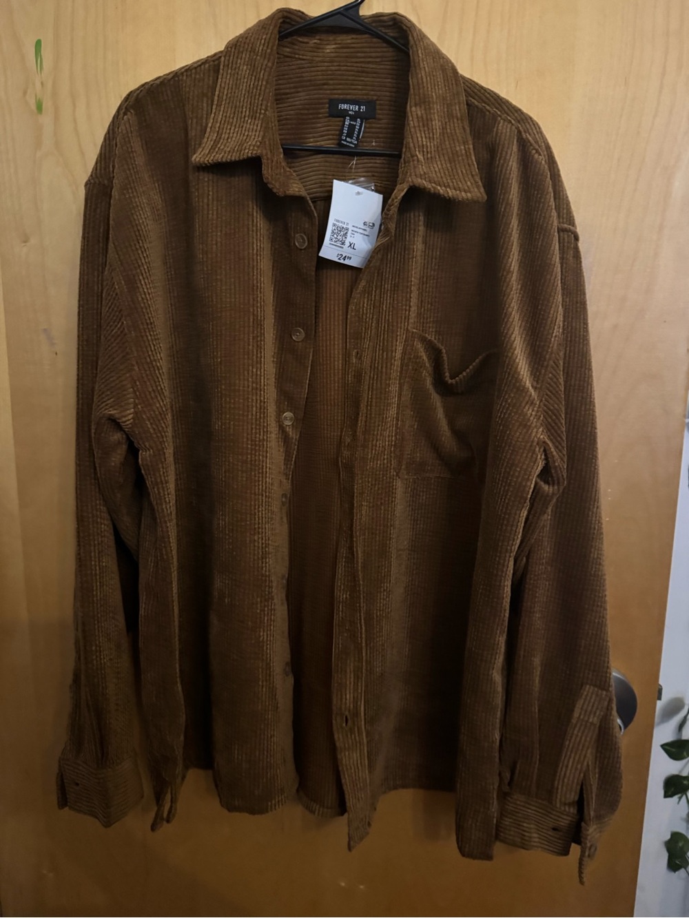 NWT Forever 21 Men XL Corduroy Shirt Jacket Shacket Brown Oversized